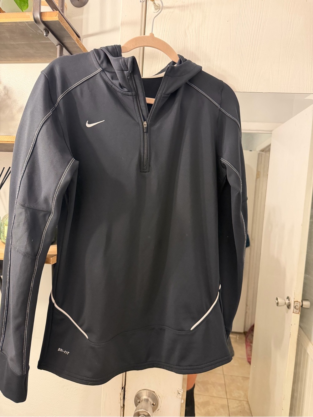 Nike Black Half-Zip Dri-FIT Hoodie with White Logo